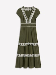 Boden Green Embroidered Jersey Dress - Image 6 of 6