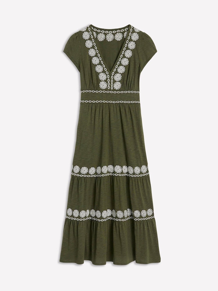 Boden Green Embroidered Jersey Dress - Image 6 of 6 Boden Green Embroidered Jersey Dress - Image 6 of 6