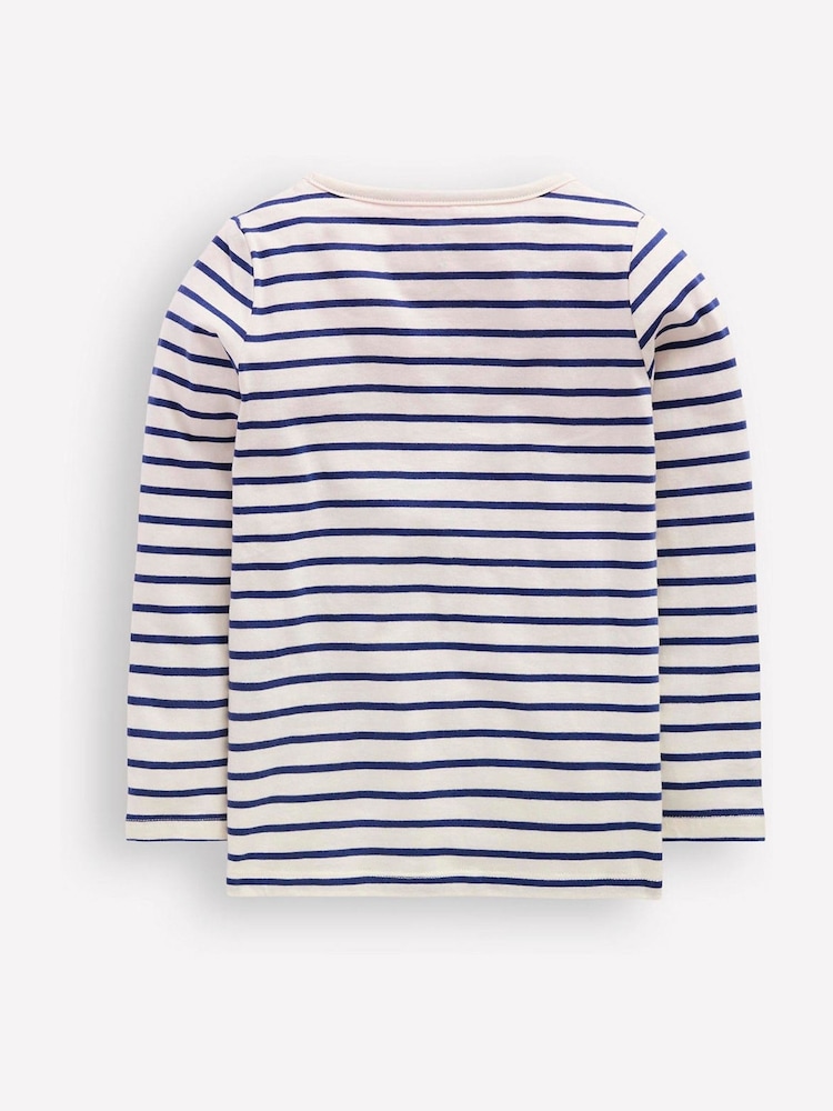 Boden Blue Bow Ari Long Sleeve Boucle 100% Cotton T-Shirt - Image 2 of 3 Boden Blue Bow Ari Long Sleeve Boucle 100% Cotton T-Shirt - Image 2 of 3