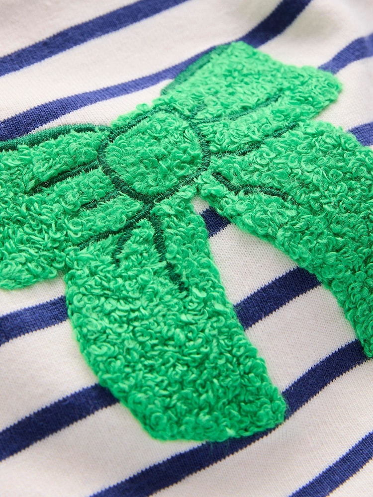 Boden Blue Bow Ari Long Sleeve Boucle 100% Cotton T-Shirt - Image 3 of 3 Boden Blue Bow Ari Long Sleeve Boucle 100% Cotton T-Shirt - Image 3 of 3