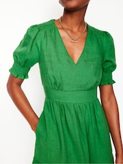Boden Green Anna Tiered 100% Linen Midi Dress - Image 3 of 6
