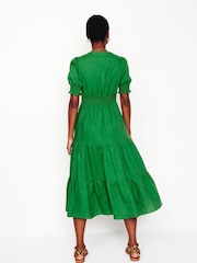 Boden Green Anna Tiered 100% Linen Midi Dress - Image 4 of 6