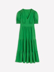 Boden Green Anna Tiered 100% Linen Midi Dress - Image 6 of 6