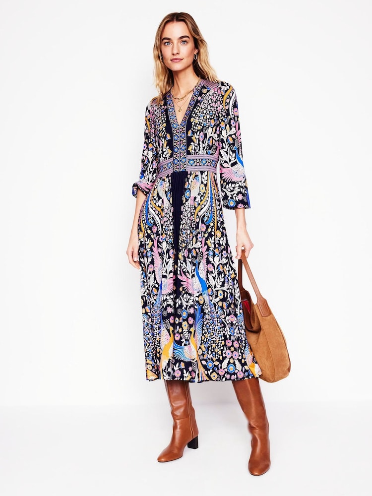 Boden Blue Lily Long Sleeved Midi Dress - Image 1 of 6