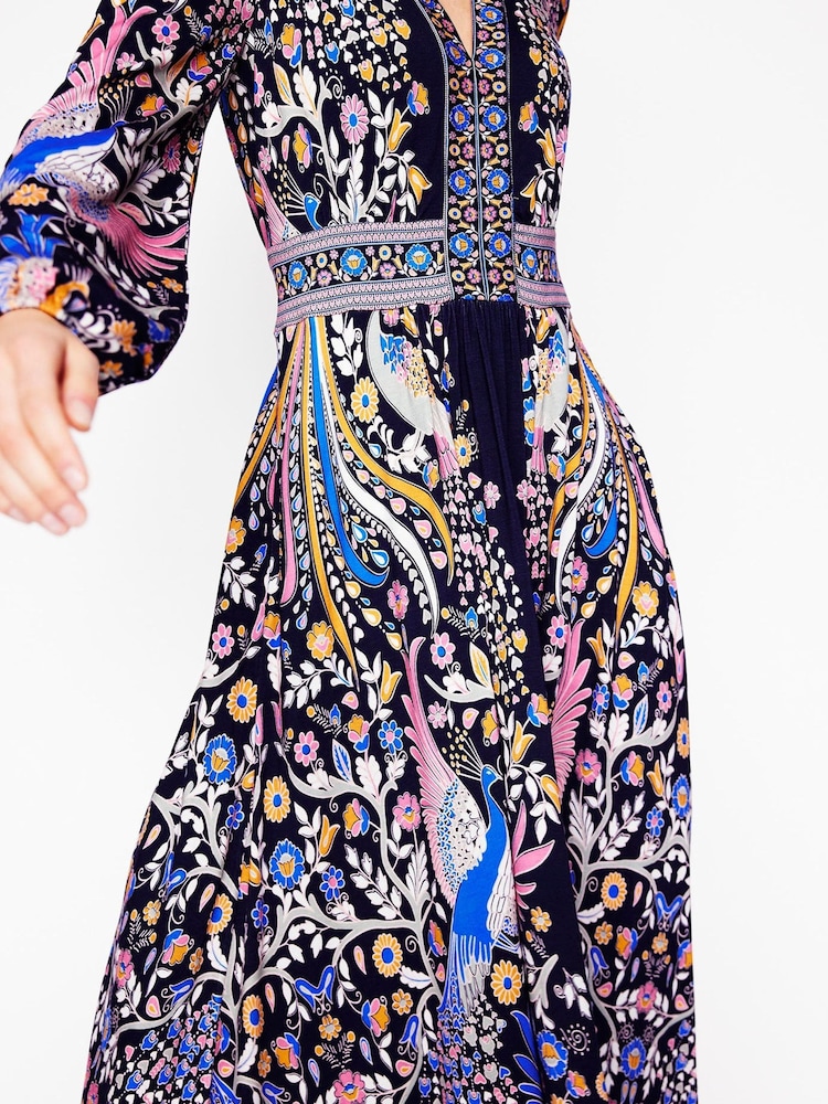 Boden Blue Lily Long Sleeved Midi Dress - Image 5 of 6