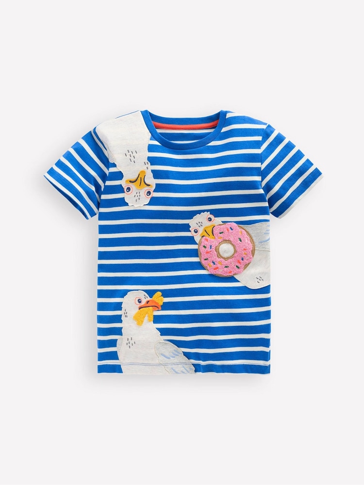 Boden Blue Appliqué 100% Cotton T-Shirt - Image 1 of 4