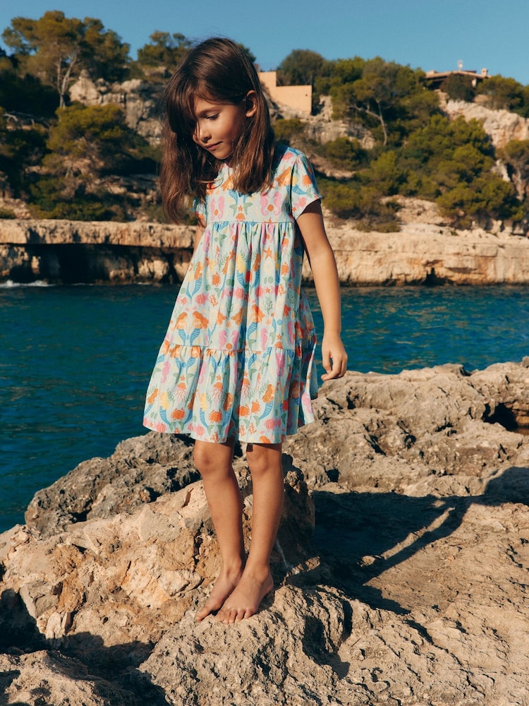 Boden Blue Dark Ariel Twirly 100% Cotton Jersey Dress - Image 2 of 5