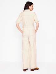 Boden Cream Short Sleeve Denim Jumpsuit - Image 3 of 6