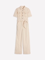 Boden Cream Short Sleeve Denim Jumpsuit - Image 6 of 6