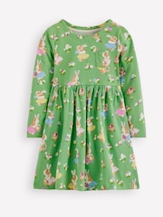 Boden Green Easter Long Sleeved Fun 100% Cotton Jersey Dress - Image 1 of 3