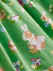 Boden Green Easter Long Sleeved Fun 100% Cotton Jersey Dress - Image 3 of 3