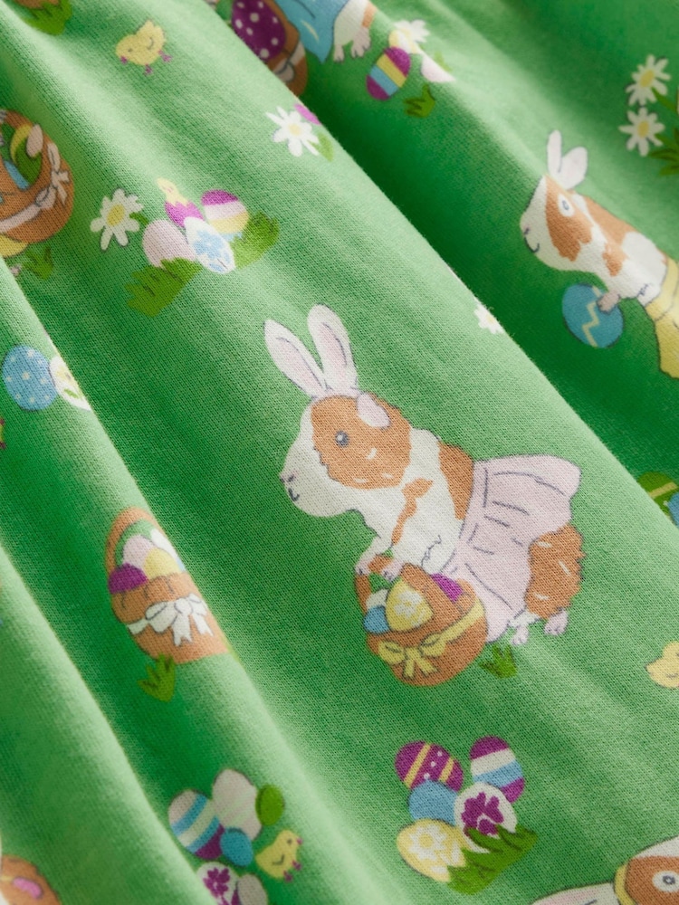 Boden Green Easter Long Sleeved Fun 100% Cotton Jersey Dress - Image 3 of 3