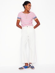 Boden Pink Ella Short Sleeve Breton 100% Cotton T-Shirt - Image 4 of 5