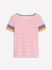 Boden Pink Ella Short Sleeve Breton 100% Cotton T-Shirt - Image 5 of 5