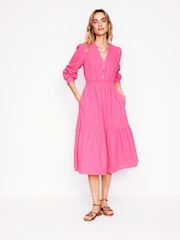 Boden Pink Elena Double Cloth Midi Dress - Image 1 of 7