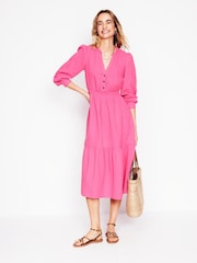 Boden Pink Elena Double Cloth Midi Dress - Image 6 of 7