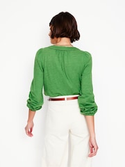 Boden Green Ava Long Sleeve Trim 100% Cotton Top - Image 2 of 5