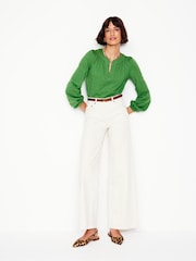 Boden Green Ava Long Sleeve Trim 100% Cotton Top - Image 3 of 5