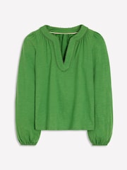 Boden Green Ava Long Sleeve Trim 100% Cotton Top - Image 5 of 5