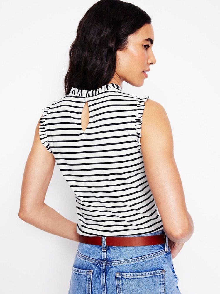 Boden Cream Supersoft Frill Detail Vest - Image 3 of 5