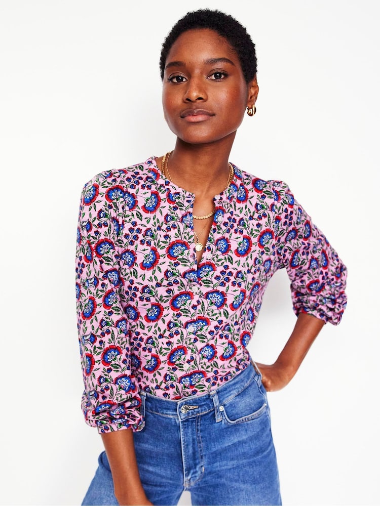Boden Pink Marina 100% Cotton Jersey Shirt - Image 1 of 6
