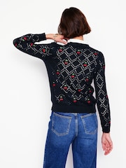 Boden Blue Enid Embroidered 100% Cotton Jumper - Image 3 of 6