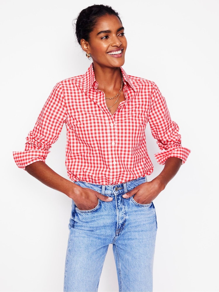 Boden Red Gingham  Sienna Cotton Shirt - Image 1 of 6