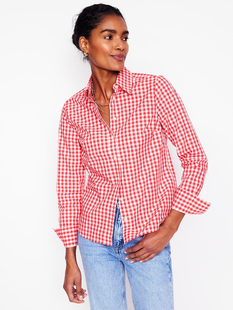 Boden Red Gingham  Sienna Cotton Shirt - Image 4 of 6
