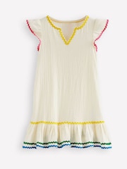 Boden White Emmy Woven Beach 100% Cotton Dress - Image 1 of 3