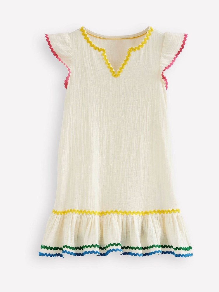 Boden White Emmy Woven Beach 100% Cotton Dress - Image 1 of 3