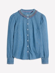 Boden Smocked Neck Denim Shirt - Imagen 5 de 5