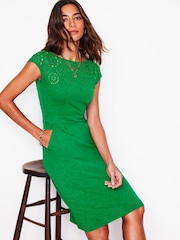 Boden Green Florrie Broderie 100% Cotton Dress - Image 1 of 5