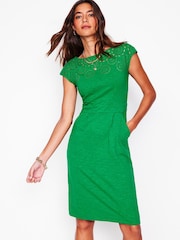 Boden Green Florrie Broderie 100% Cotton Dress - Image 4 of 5