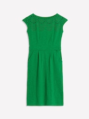 Boden Green Florrie Broderie 100% Cotton Dress - Image 5 of 5