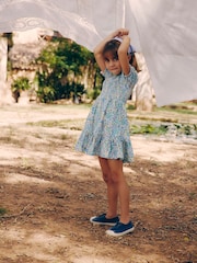 Boden Cream Aurora Shirred Twirly 100% Cotton Dress - Image 2 of 5