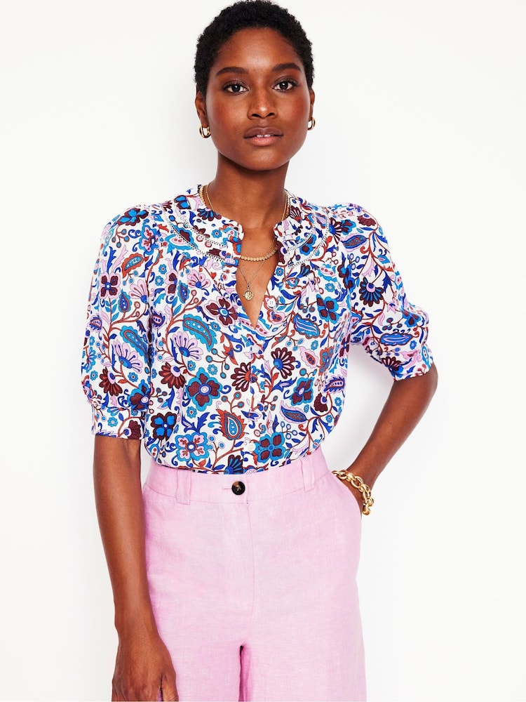Boden Cream Bea 100% Linen Top - Image 1 of 5