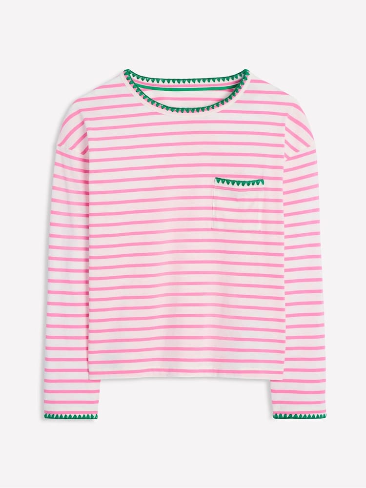 Boden Pink Blanket Stitch 100% Cotton Top - Image 5 of 5
