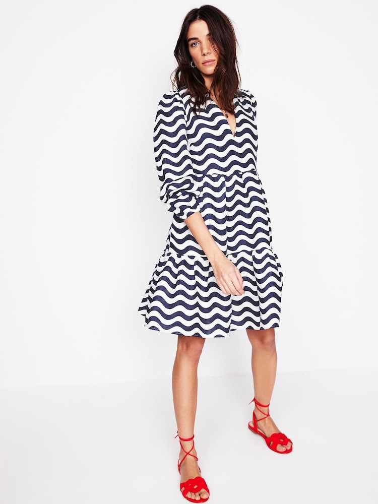 Boden Blue Esme 100% Linen  Mini Dress - Image 1 of 6