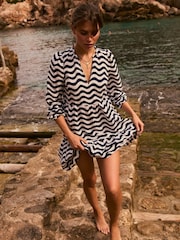 Boden Blue Esme 100% Linen  Mini Dress - Image 2 of 6