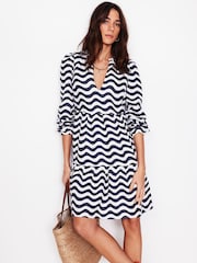 Boden Blue Esme 100% Linen  Mini Dress - Image 5 of 6