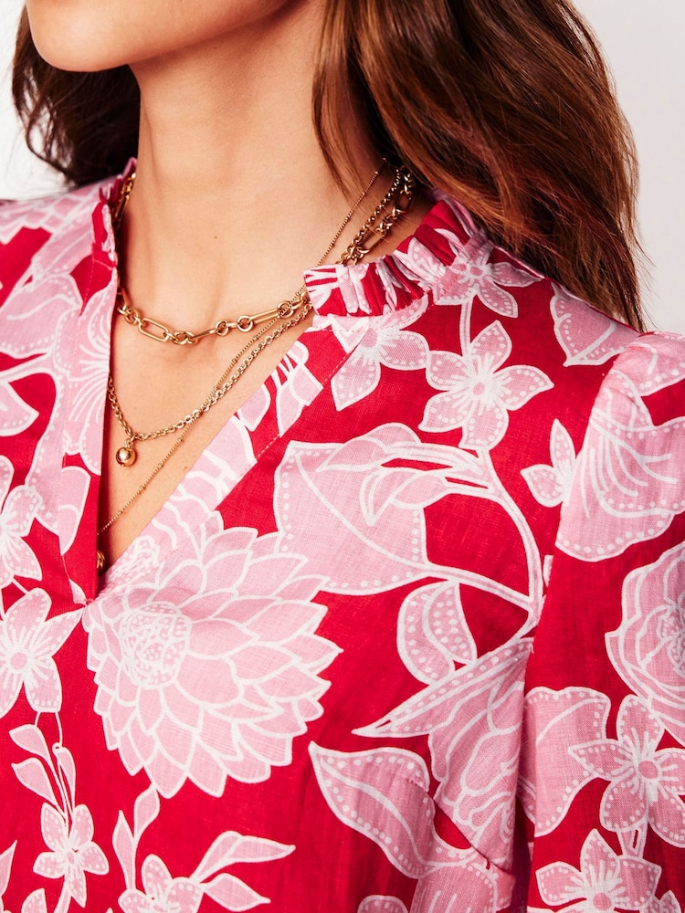 Boden Red Grace 100% Linen Top - Image 2 of 5
