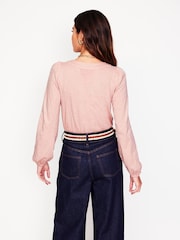 Boden Pink Ava Long Sleeve Trim 100% Cotton Top - Image 2 of 5