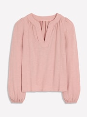 Boden Pink Ava Long Sleeve Trim 100% Cotton Top - Image 5 of 5
