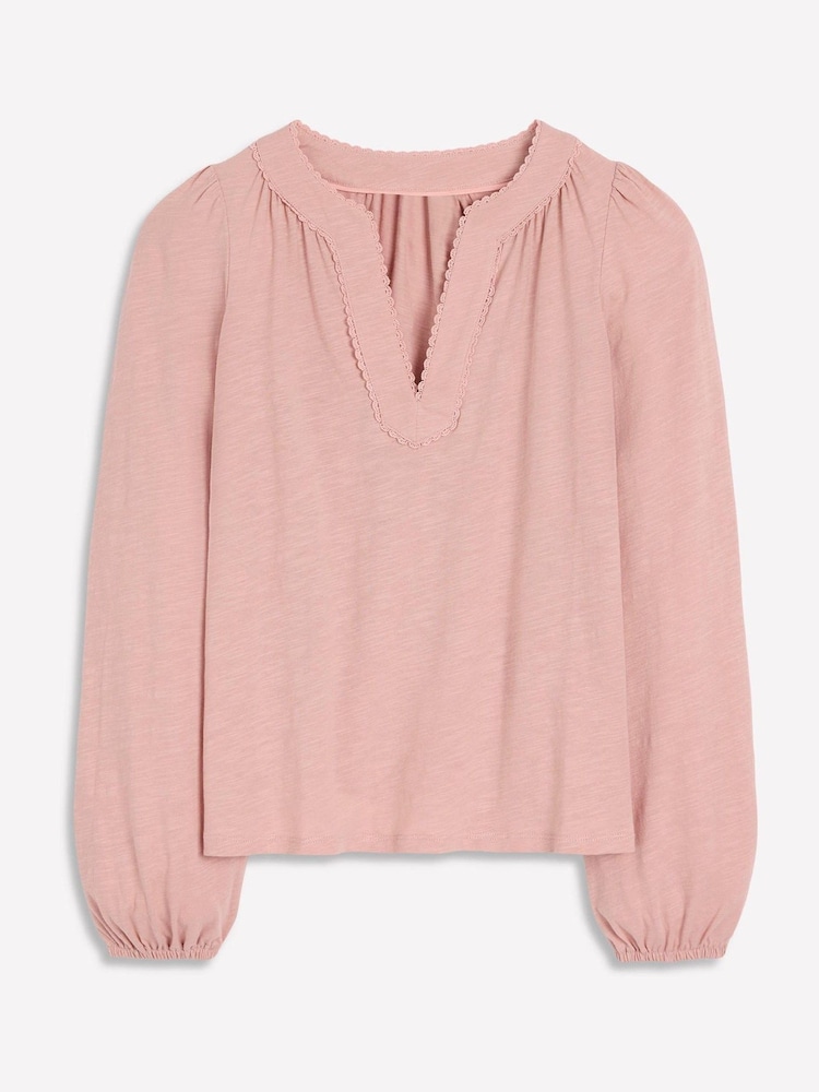 Boden Pink Ava Long Sleeve Trim 100% Cotton Top - Image 5 of 5 Boden Pink Ava Long Sleeve Trim 100% Cotton Top - Image 5 of 5