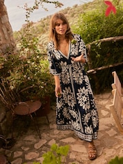 Boden Blue Maya Kimono Jersey Maxi Dress - Image 1 of 7