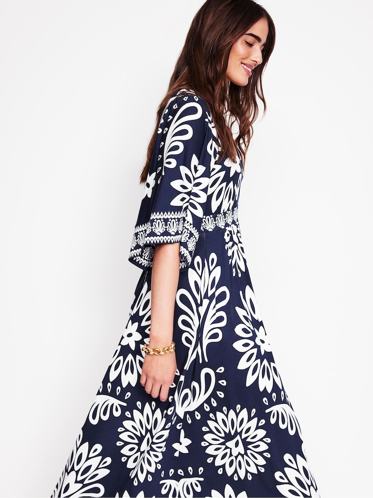 Boden Blue Maya Kimono Jersey Maxi Dress - Image 2 of 7