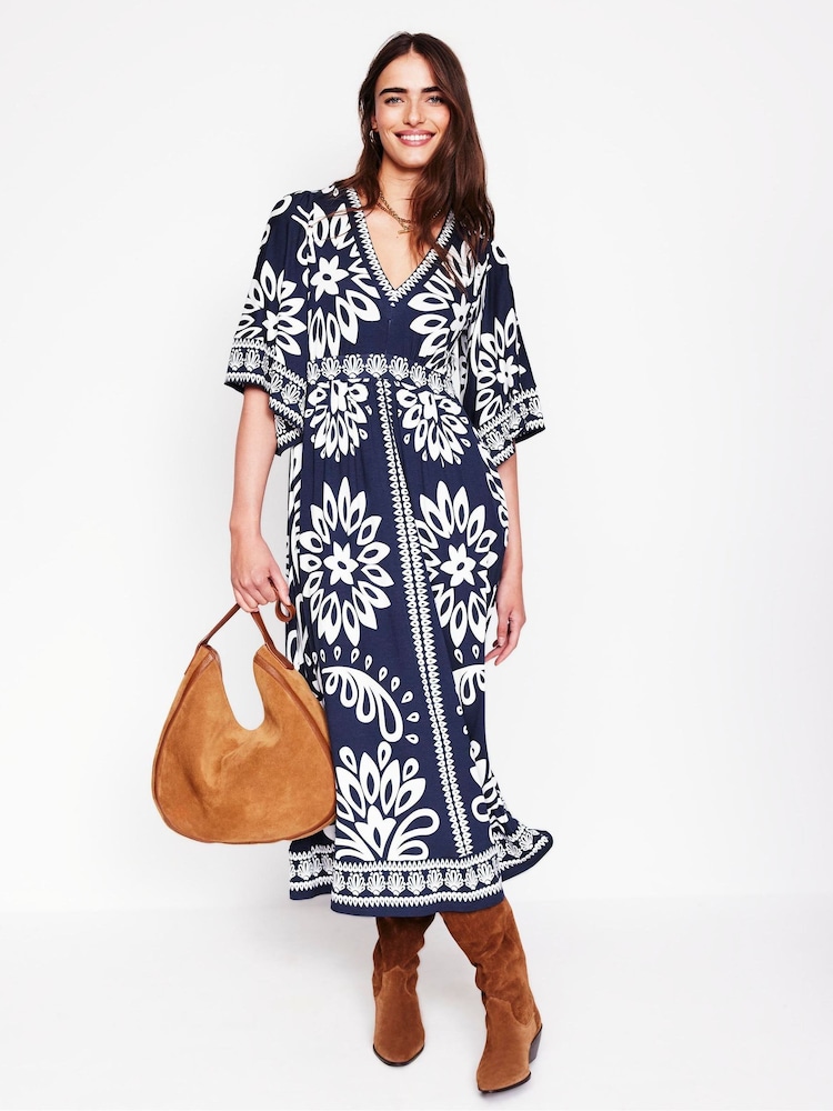 Boden Blue Maya Kimono Jersey Maxi Dress - Image 6 of 7