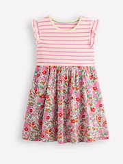 Boden Pink Posie Frill Sleeve 100% Cotton Dress - Image 1 of 3