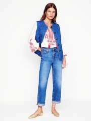 Boden White Nia Embroidered 100% Cotton Top - Image 5 of 6