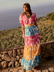 Boden Pink Bella Puff Sleeve Maxi Dress - Image 1 of 6